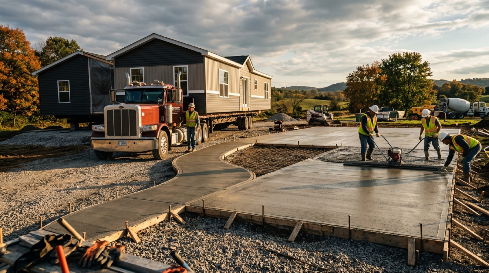 Modular Homes Arrive on a Truck. The Concrete Comes First.